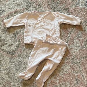 Kissy kissy Baby Ribbed Wrap Top & Footed Pants Set - Light Pink